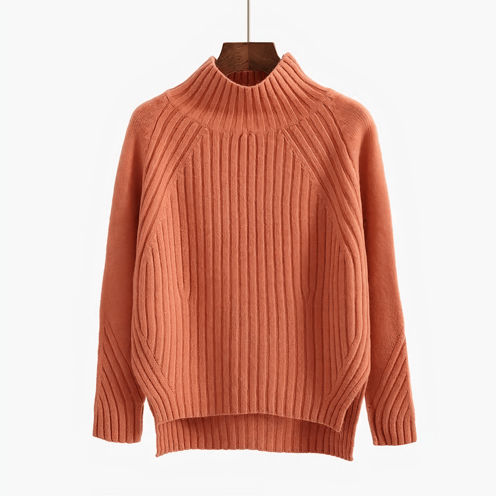 Oranje / S Coral | Elegante Gebreide trui met ronde hals Mykozo