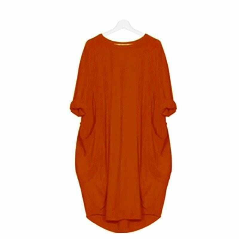 Oranje / S Roelien | Comfy Casual losse zak jurk Mykozo