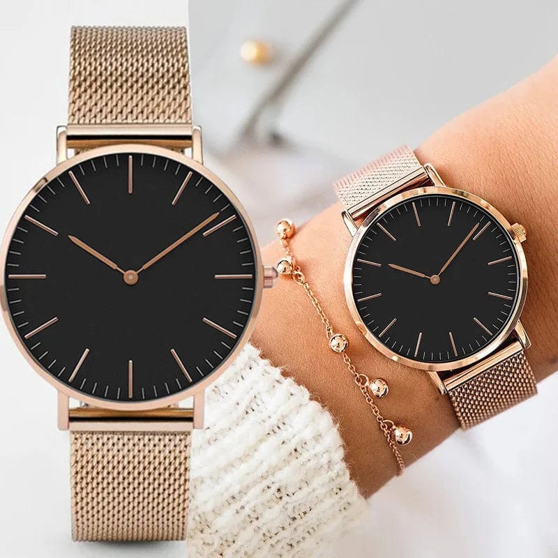 Rose Gold (Zwarte Wijzerplaat) ELITE - Luxe Milano Horloge Mykozo