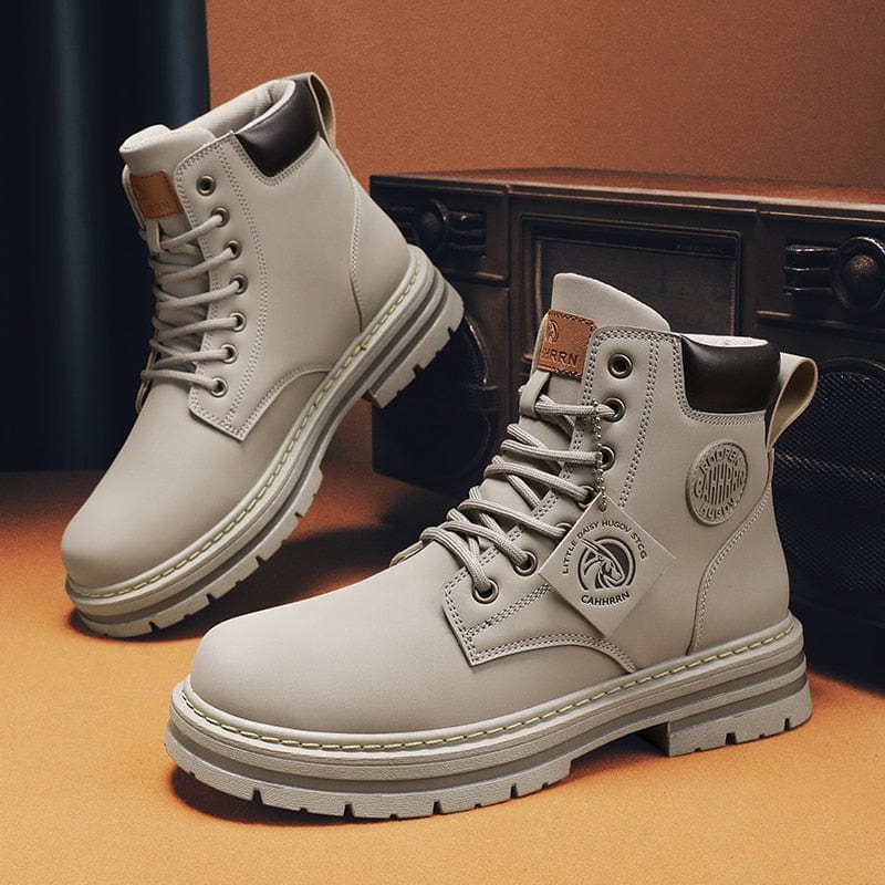 Schoenen grijs / 39 Stijlvolle Warmte - Heren Leren High Top Laarzen Mykozo