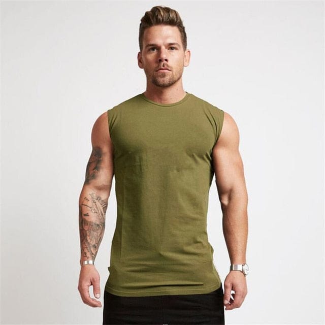 Tank Top Army Green / XL Heren Compressie Sport Tanktop Mykozo