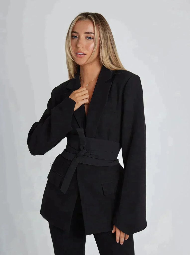 Zwart / S Kylie | Elegante Blazer met riem Mykozo