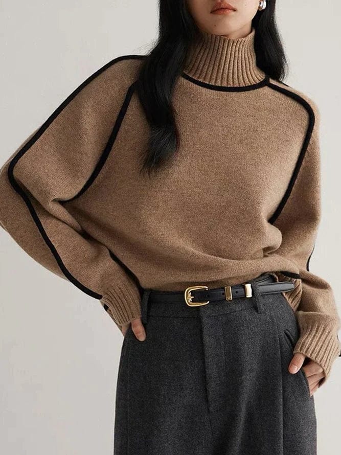 Koffie / S Nanette | Elegante Sweater met hoge hals Mykozo