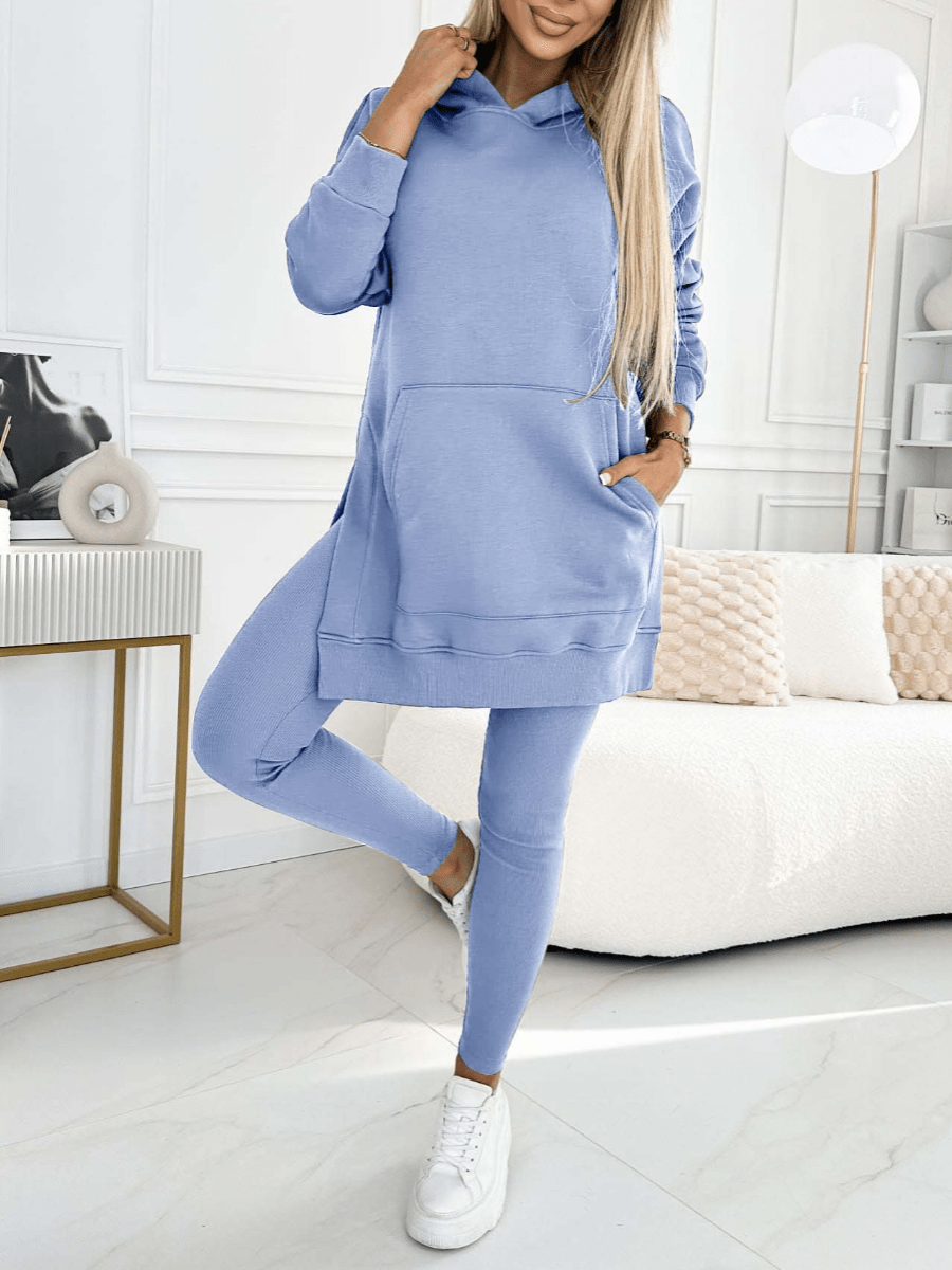 Blauw / S Nivienne | Elegante hoodie en legging set Mykozo