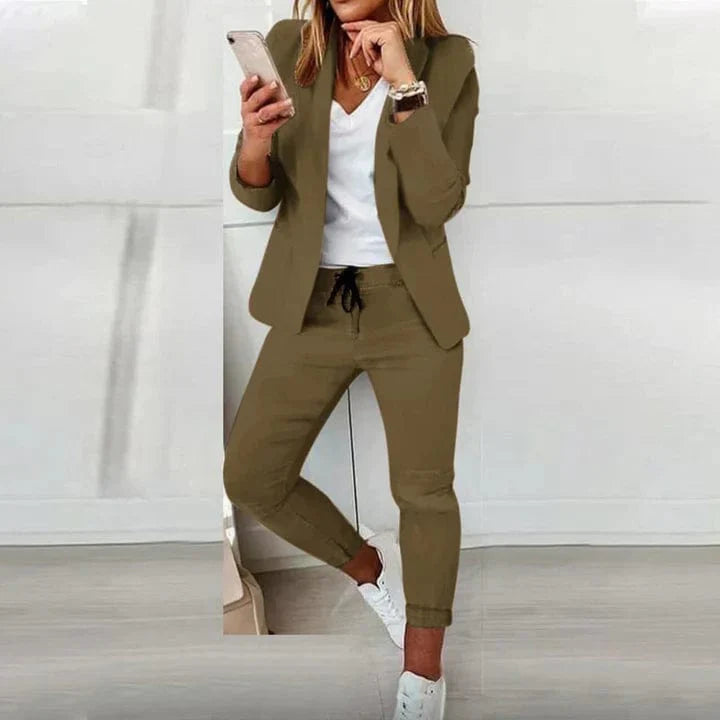 Groen / S Senas | Comfy Bijpassende broek en blazer set Mykozo