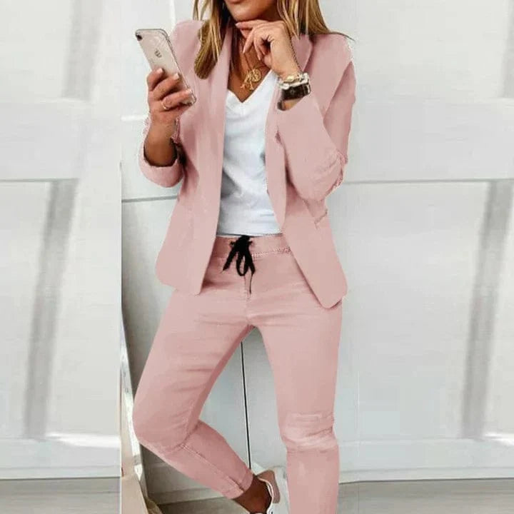 Roze / S Senas | Comfy Bijpassende broek en blazer set Mykozo