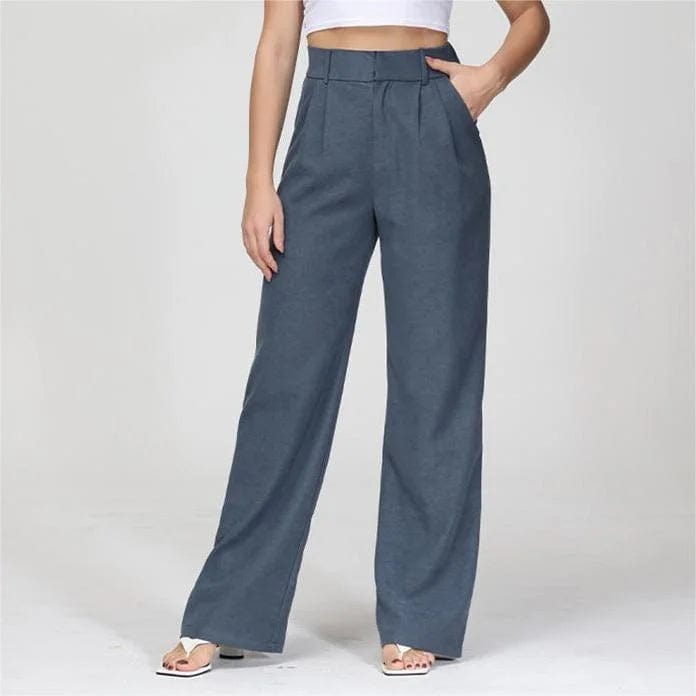 Broek Grey / Long4XL Sophie - Zwarte Getailleerde Broek Mykozo