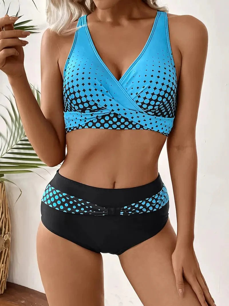 542 Stijl 2 / S Stefanie® | Modieuze en chique bikini met willekeurige print en V-hals Mykozo