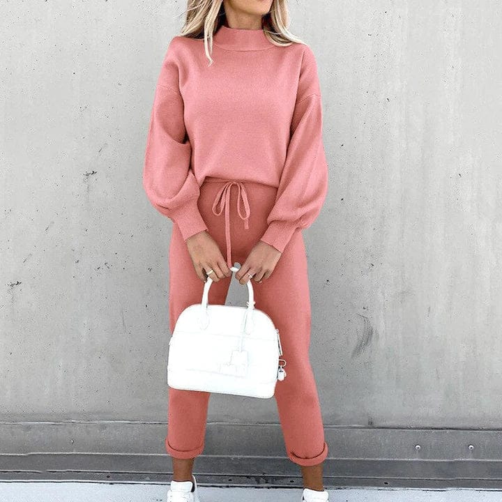 Roze / S Stelle | Elegante lange mouwen Pullover Set Mykozo