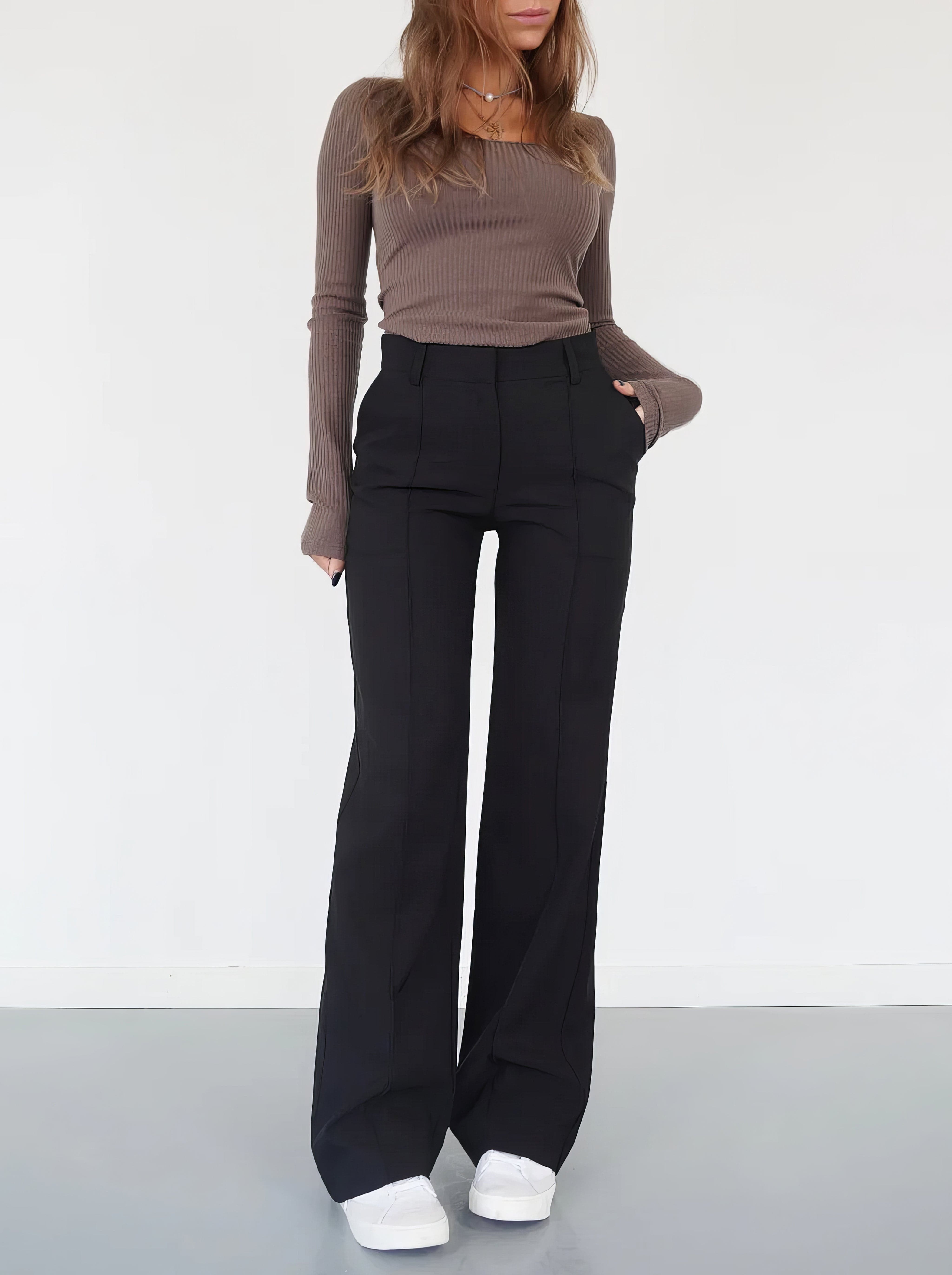 Zwart / XS Suzanne | Elegante Comfortabele wijde broek Mykozo