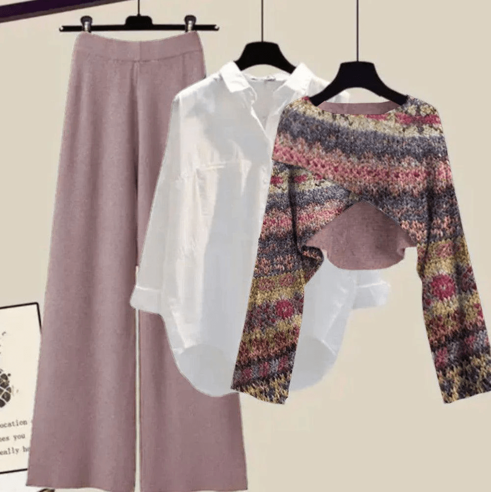 Three piece set S Tindra | Comfy Set met roze print Mykozo