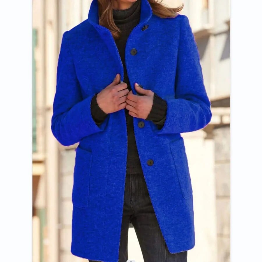 Coats & Jackets Stralend blauw / S Trench | Elegante opstaande kraag Lange Jas Mykozo