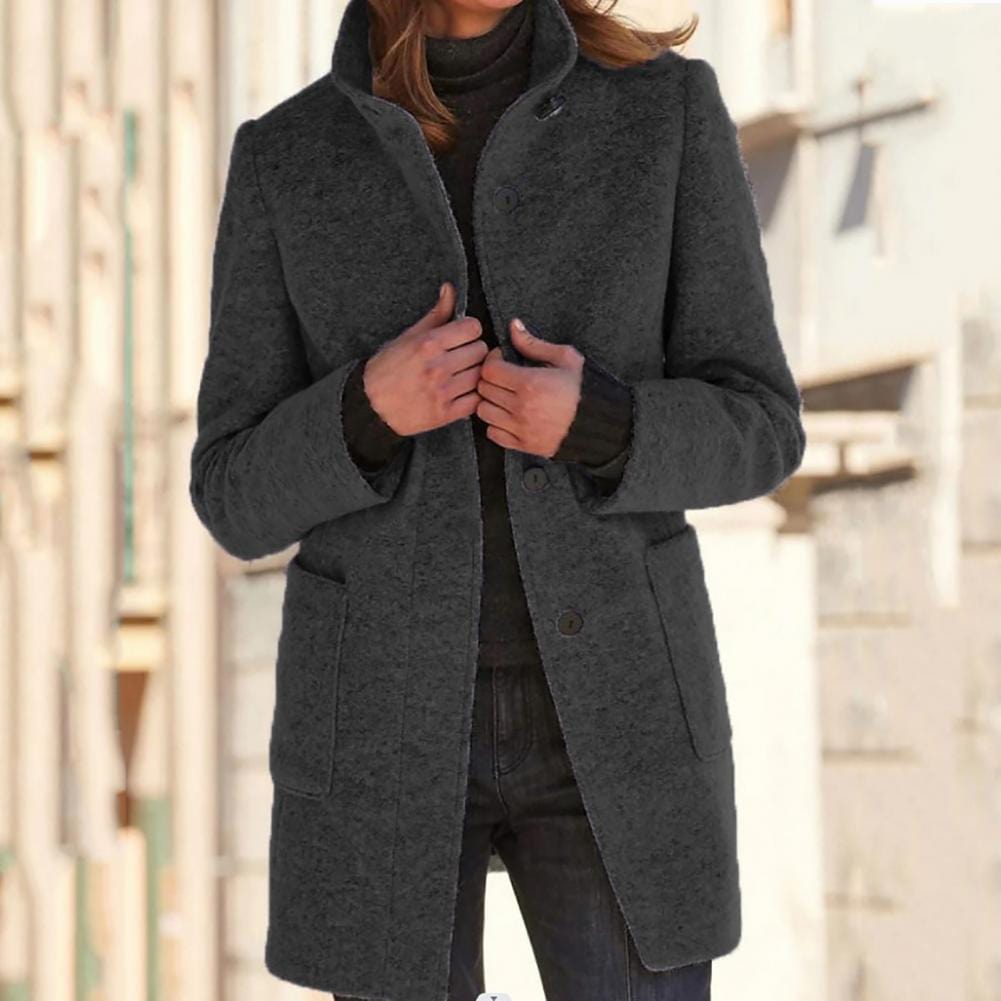 Coats & Jackets Donkergrijs / S Trench | Elegante opstaande kraag Lange Jas Mykozo