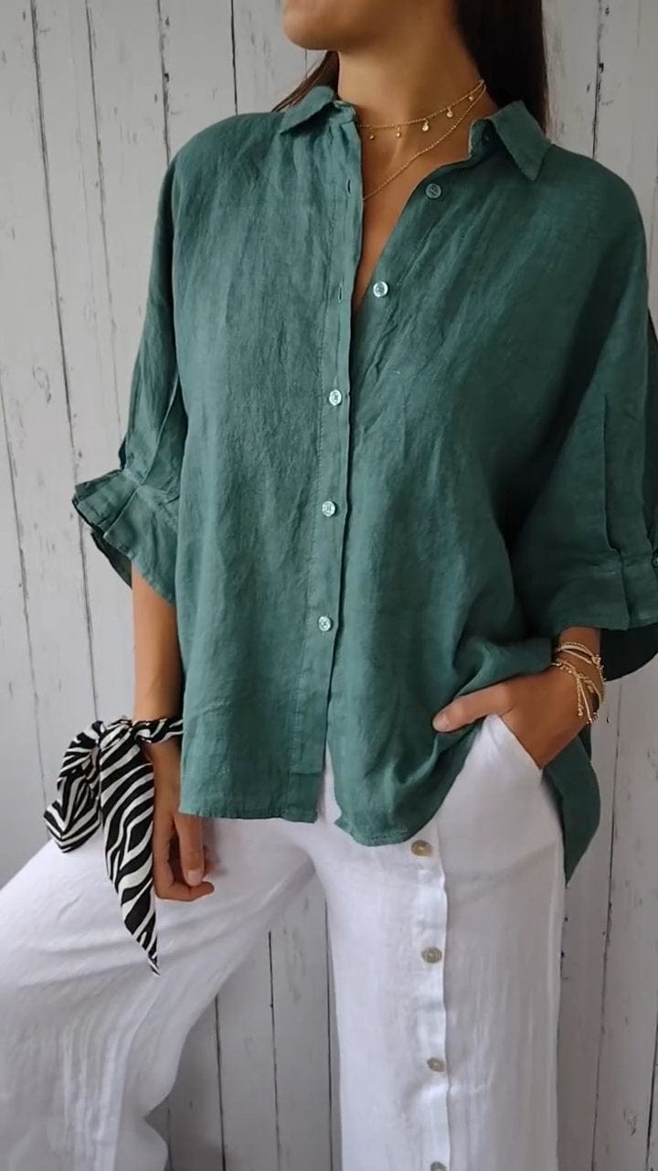 Groen meer / S Vera | Comfortabel Zomers Shirt Mykozo