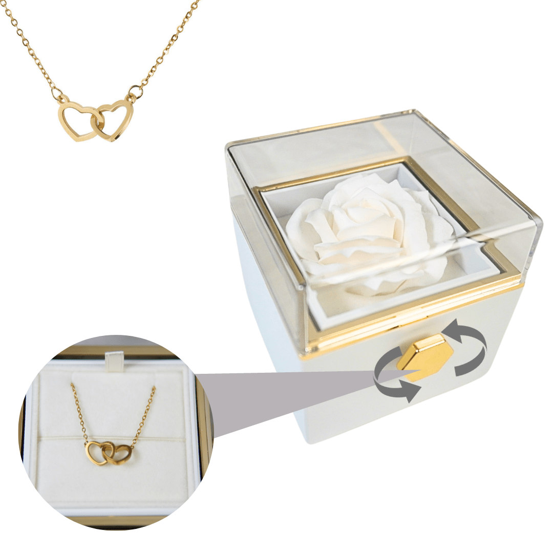 Fashion Wit / Goud Viola | Elegante Eeuwige roos met ketting Mykozo