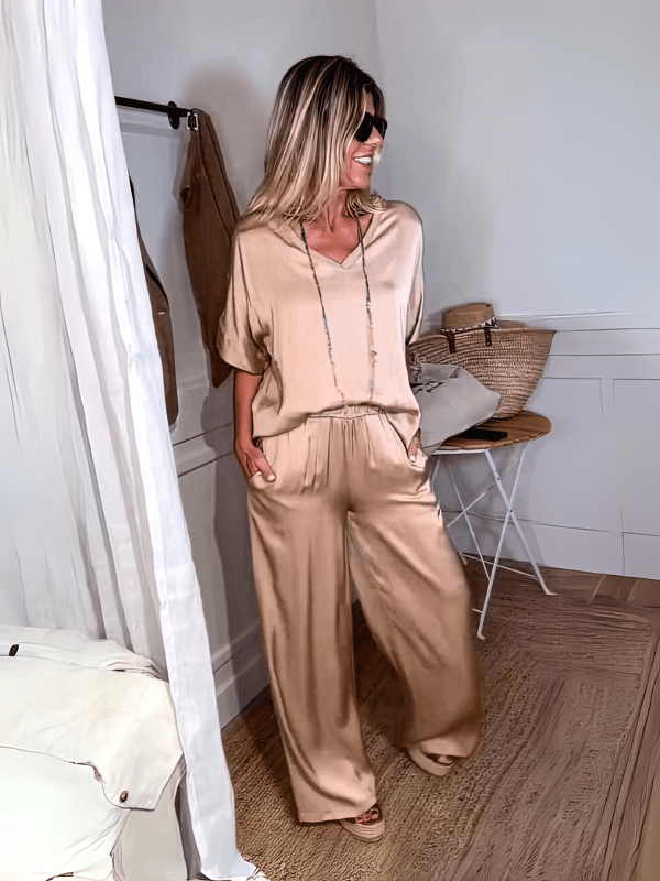 Goud / S Xarissa | Comfy Set blouses en koordbroeken Mykozo