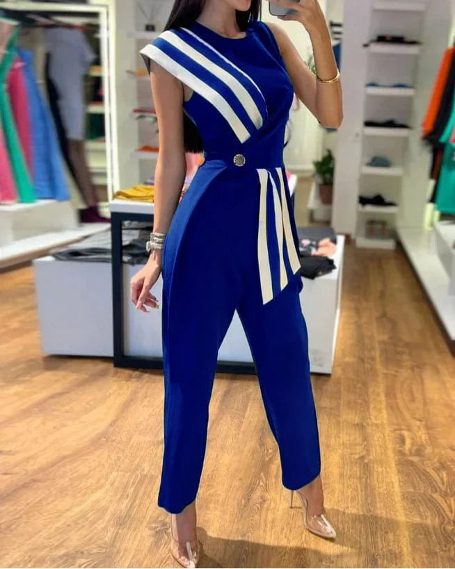 Blauw / XS Yenthe | Comfy Jumpsuit met decoratieve sjaal Mykozo