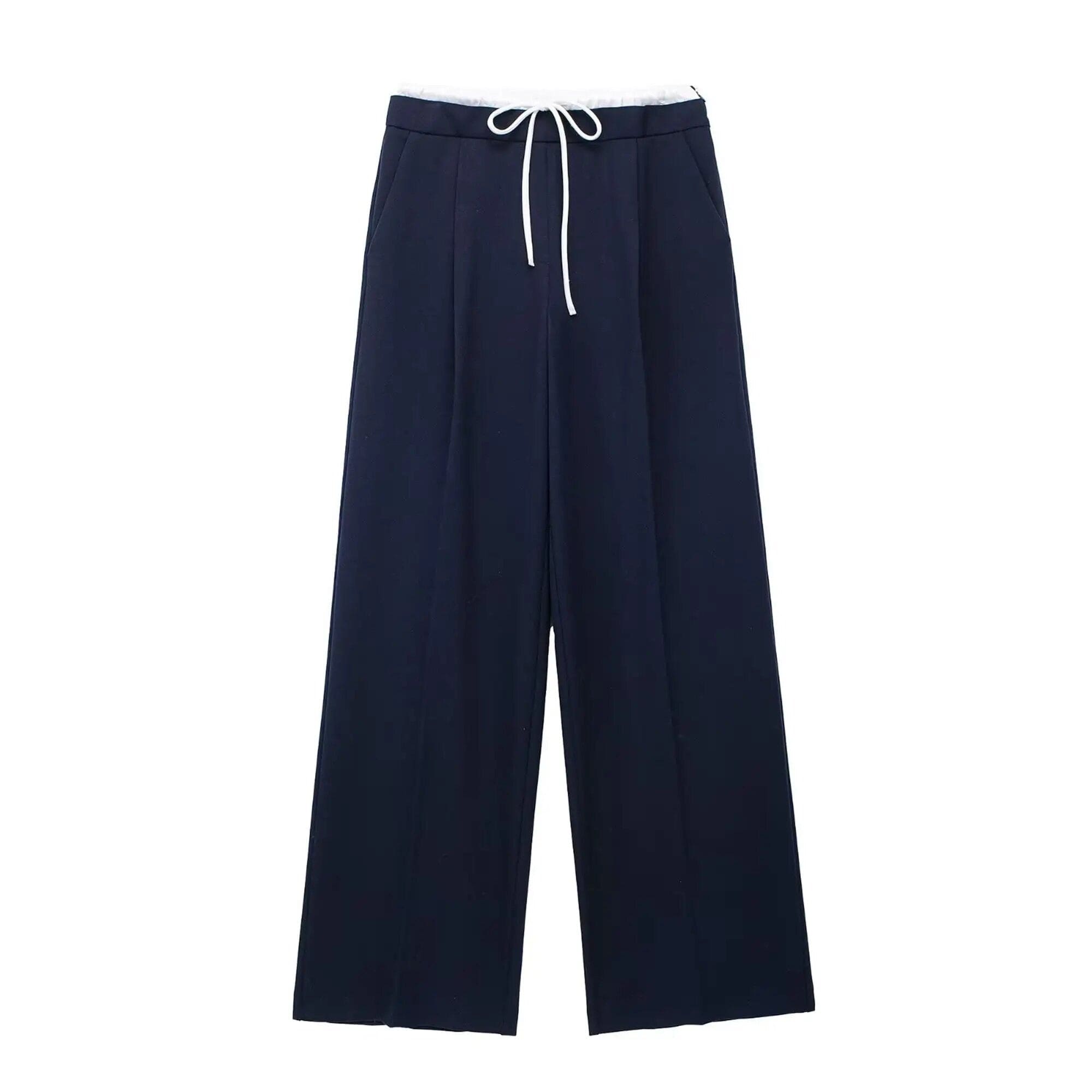 Navy Blauw / XS ZAYALA™ - Dames Waistband Pantalon Met Touwtjes Mykozo