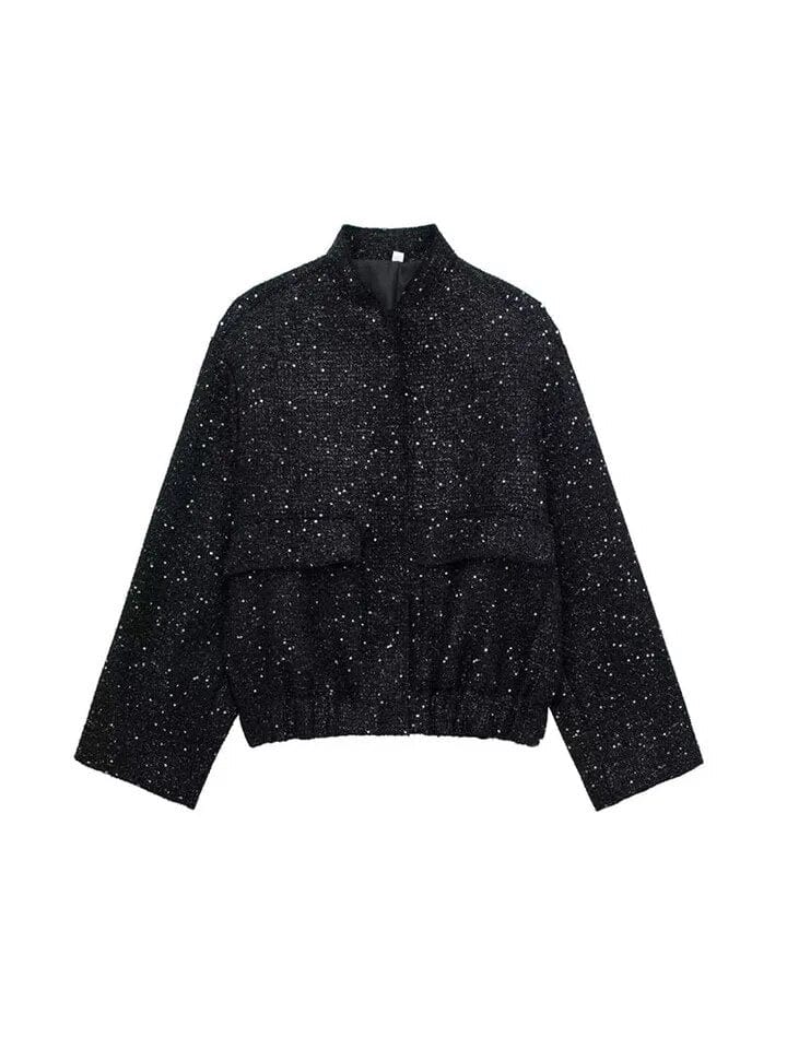 Zwart / XS ZAYALA™ - Glitter Bomber Jacket Mykozo